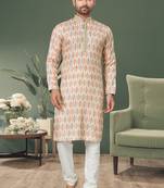 Multicolor printed cotton butti straight kurta with payjama