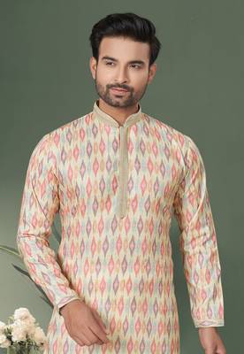 Multicolor printed cotton butti straight kurta with payjama 2