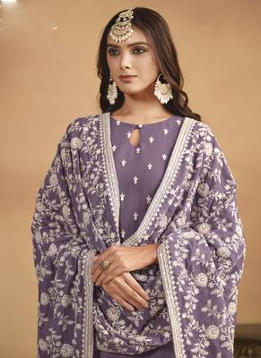 Purple faux georgette embroidered designer salwar suit 3