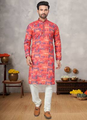 Multicolor printed cotton butti straight kurta with payjama 1