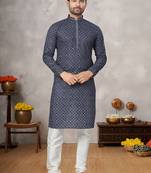 Multicolor printed cotton butti straight kurta with payjama