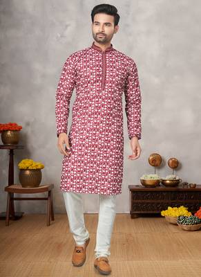 Multicolor printed cotton butti straight kurta with payjama 1