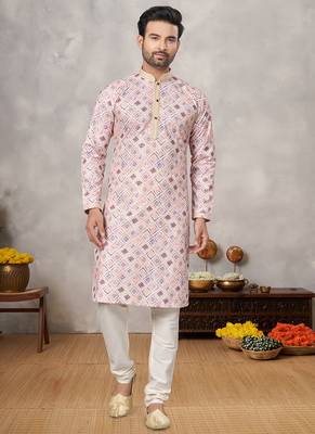 Multicolor printed cotton butti straight kurta with payjama 1