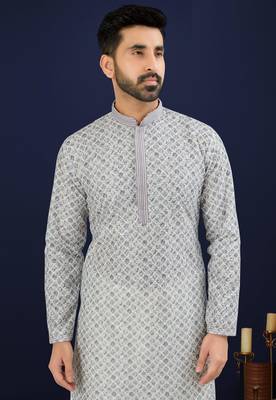 Multicolor printed cotton butti straight kurta with payjama 2