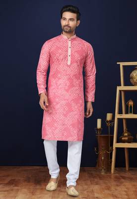 Multicolor printed cotton butti straight kurta with payjama 1