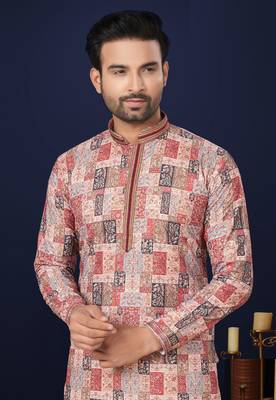 Multicolor printed cotton butti straight kurta with payjama 2