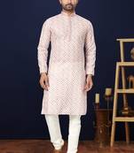 Multicolor printed cotton butti straight kurta with payjama