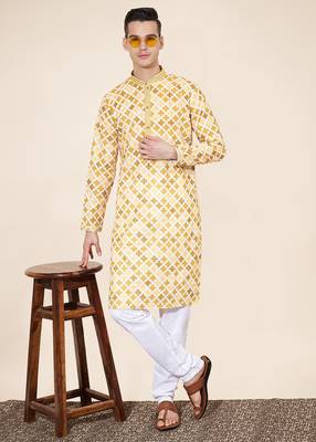 Multicolor printed cotton butti straight kurta with payjama 1