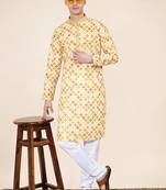 Multicolor printed cotton butti straight kurta with payjama