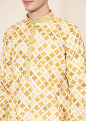 Multicolor printed cotton butti straight kurta with payjama 2