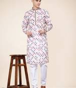 Multicolor printed cotton butti straight kurta with payjama