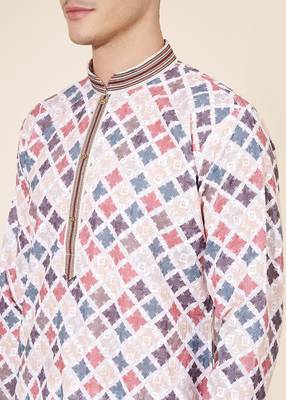 Multicolor printed cotton butti straight kurta with payjama 2