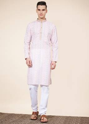 Multicolor printed cotton butti straight kurta with payjama 1