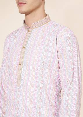 Multicolor printed cotton butti straight kurta with payjama 2