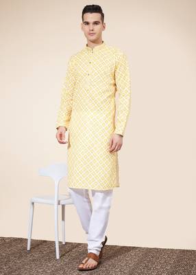 Multicolor printed cotton butti straight kurta with payjama 1
