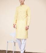 Multicolor printed cotton butti straight kurta with payjama