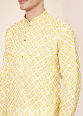 Multicolor printed cotton butti straight kurta with payjama 2