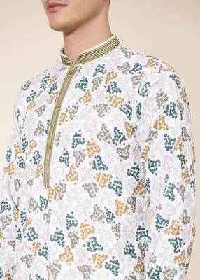 Multicolor printed cotton butti straight kurta with payjama 2