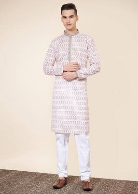 Multicolor printed cotton butti straight kurta with payjama 1