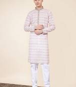 Multicolor printed cotton butti straight kurta with payjama