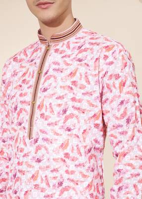 Multicolor printed cotton butti straight kurta with payjama 2