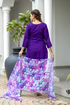 Embroidery Neck with Rayon Slub Fabric Straight Kurta, Pant and Dupatta Set 2
