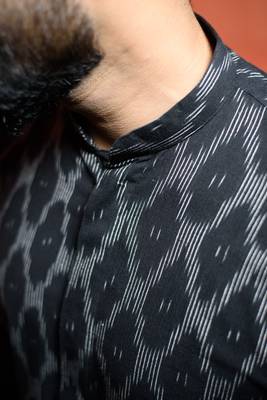Black ikat Mens Kurta Pajamas Set 3