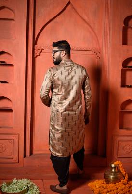 Copper Jacquard Embroidered Men's Kurta 4