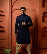 Deep blue sequin mens kurta