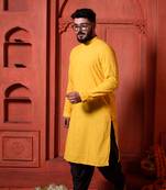Yellow sequin Mens Kurta Pajamas Set