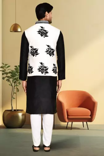 Art silk kurta jacket set for mens