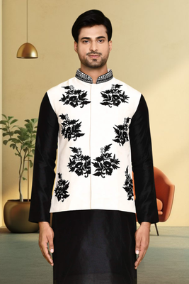 Art silk kurta jacket set for mens 4