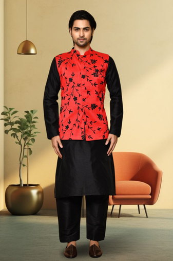 Art silk kurta-jacket-set for mens