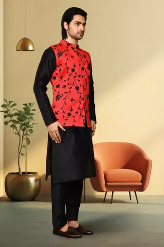 Art silk kurta-jacket-set for mens