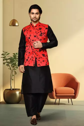Art silk kurta-jacket-set for mens