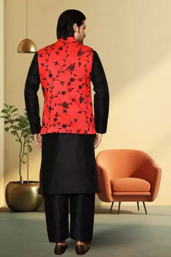 Art silk kurta-jacket-set for mens