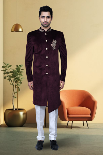 Velvet sherwani for mens