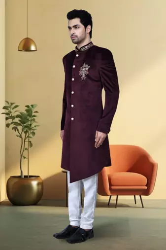 Velvet sherwani for mens
