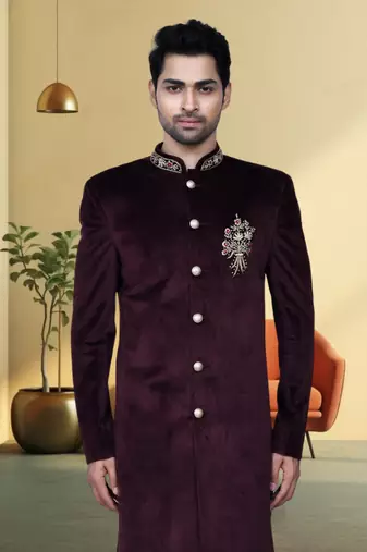 Velvet sherwani for mens