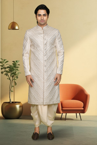 Silk jodhpuri-sherwani for mens