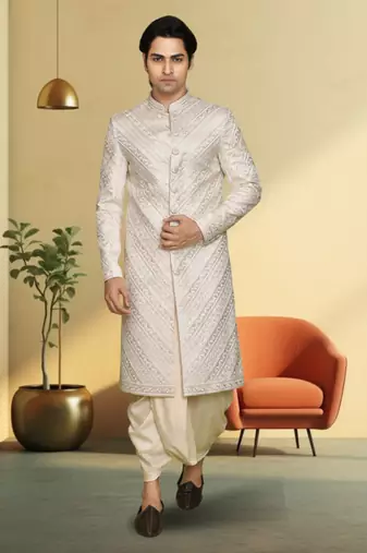 Silk jodhpuri-sherwani for mens