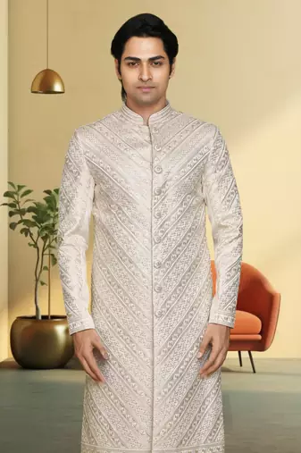 Silk jodhpuri-sherwani for mens