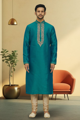 Art silk kurta-pajama for mens