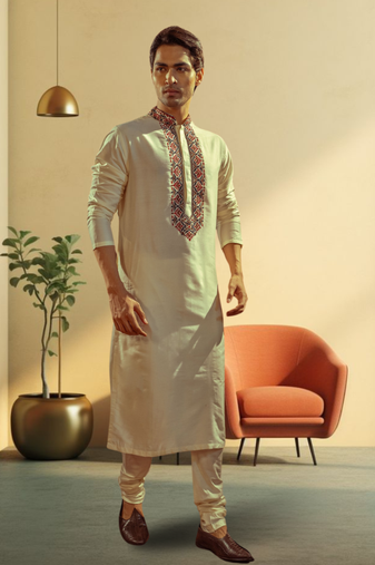 Art silk kurta-pajama for mens
