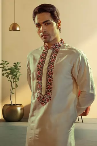 Art silk kurta-pajama for mens