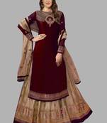 Maroon Georgette Butterfly Net Ghaghara Style Salwar Suit