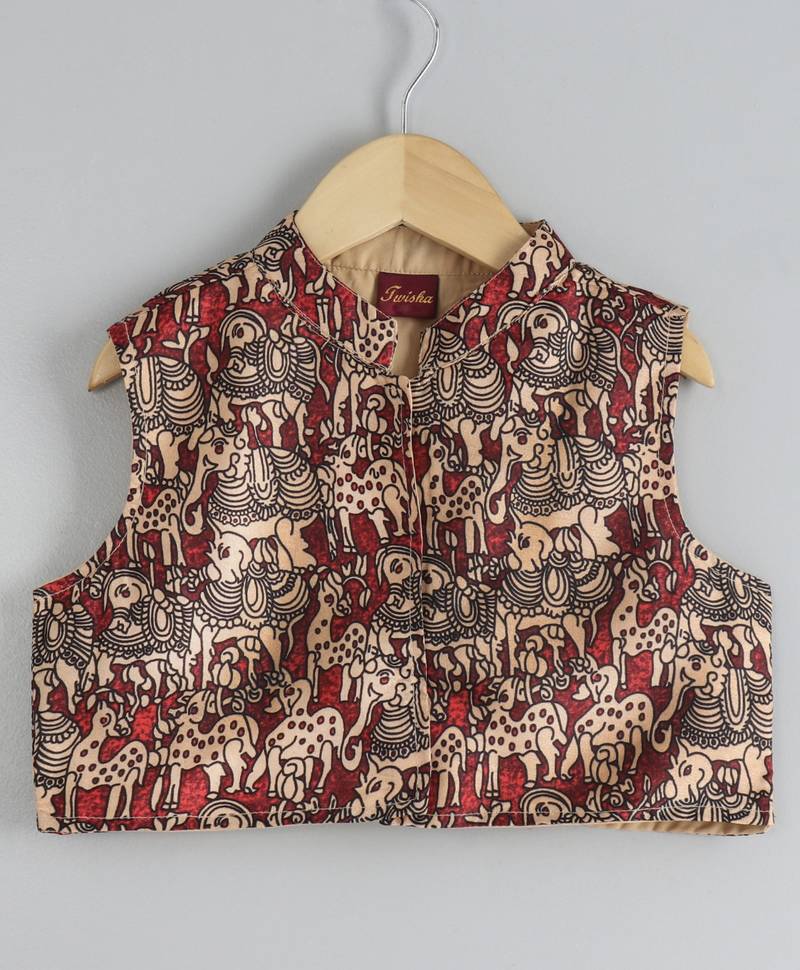 Twisha boys kurta & pyjama with printed jacket set - offwhite