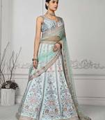 Blue Color Semistitched Digital Print Lehenga With Unstitched Blouse And Dupatta