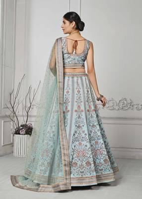 Blue Color Semistitched Digital Print Lehenga With Unstitched Blouse And Dupatta 2