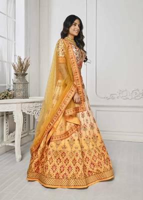 Yellow Color Semistitched Digital Print Lehenga With Unstitched Blouse And Dupatta 1
